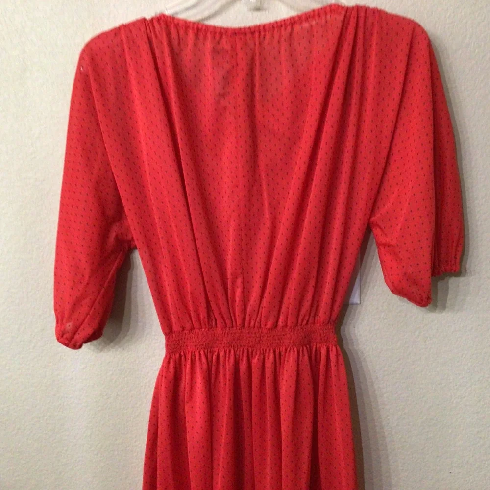 Vintage Strait  lane dress. Red with navy polka dots. Size 8 - Picture 4 of 9